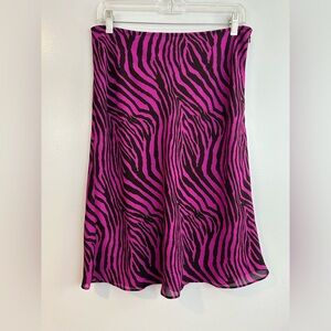 Vintage Express Pink Zebra Flowy Knee-Length Animal Print Skirt Size 9/10 MED